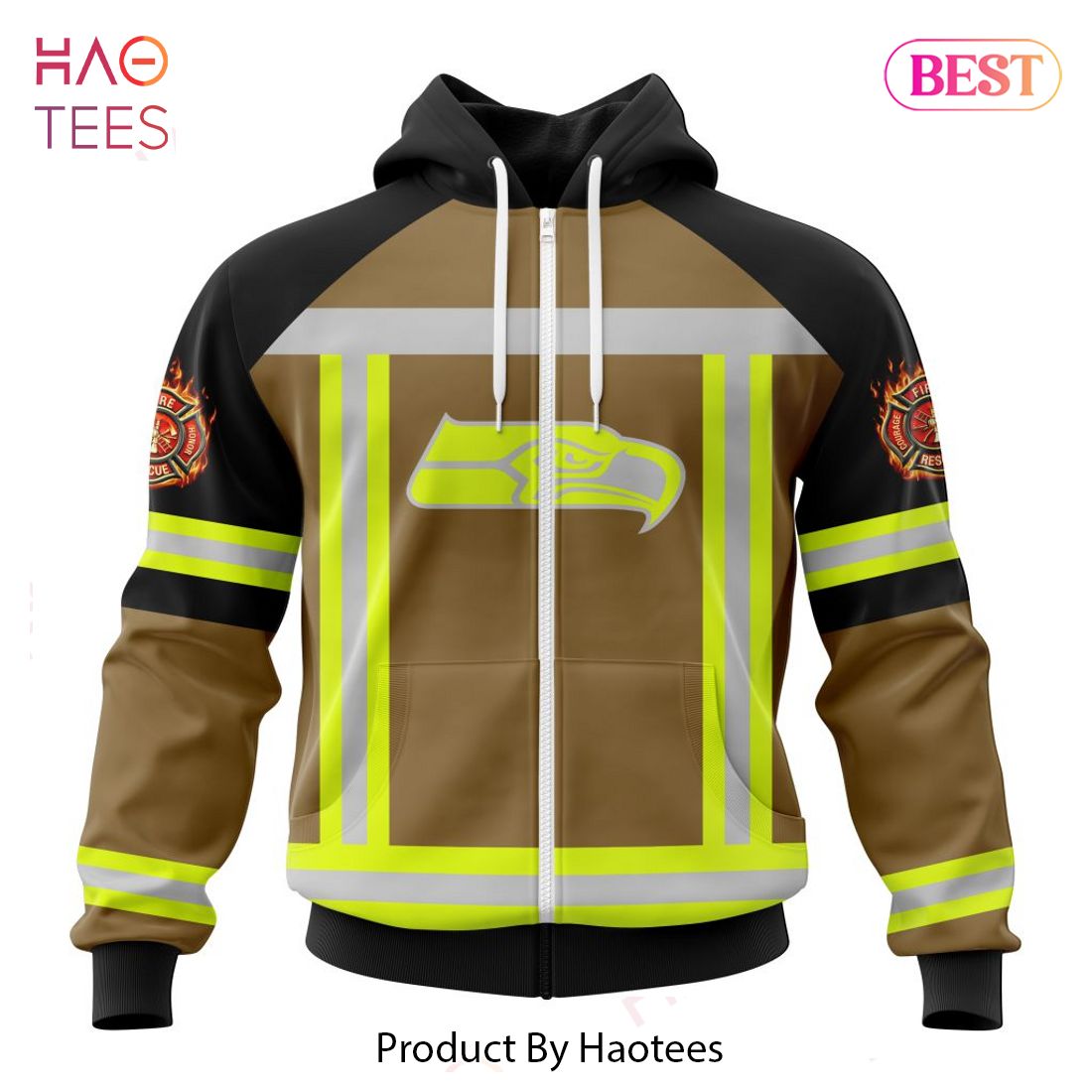 BEST NFL Seattle Seahawks Special Firefighter Uniform Design Hoodie BEST NFL Seattle Seahawks Special Firefighter Uniform Design Hoodie