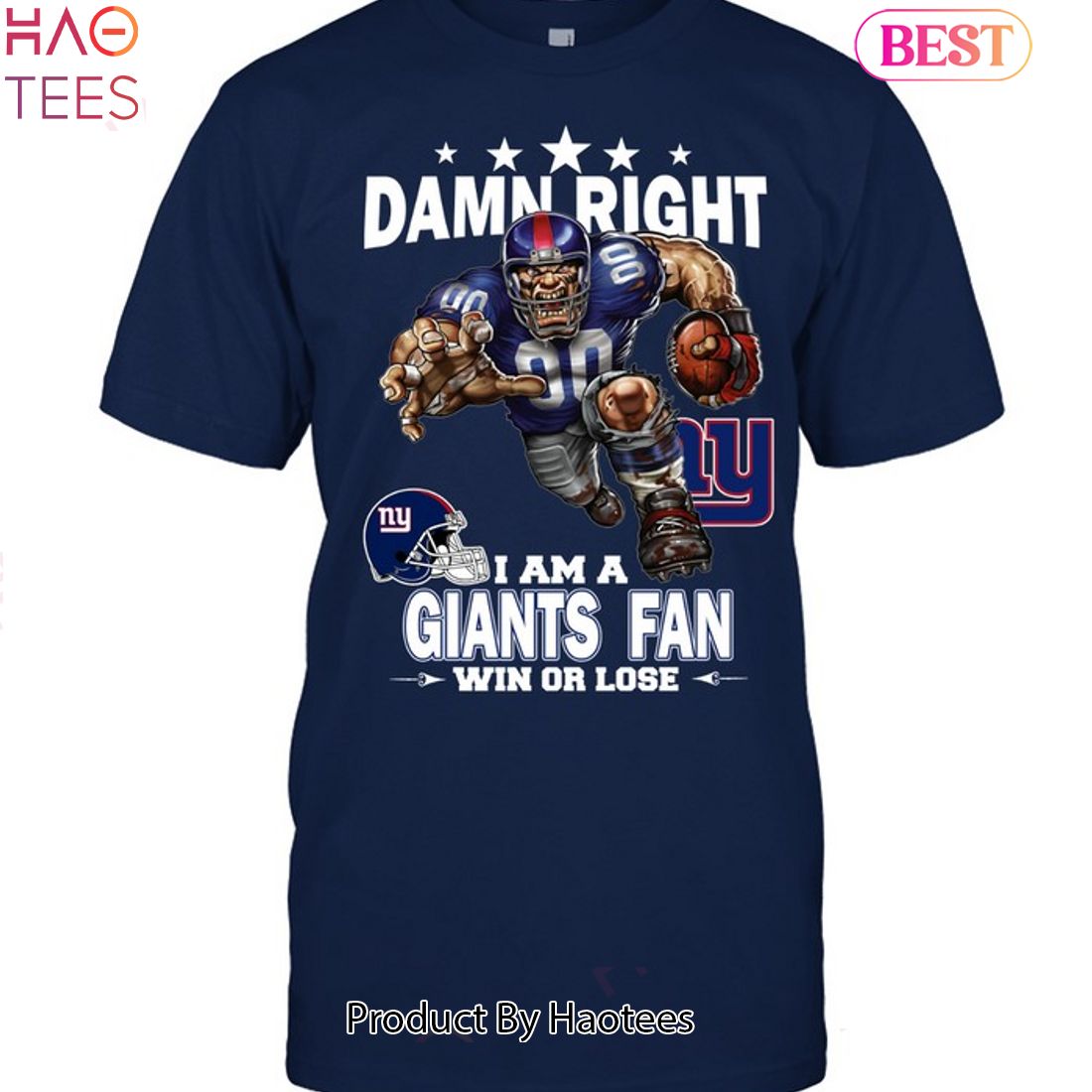 Damn Right I Am New York Giants Fan Win Or Lose Unisex T-Shirt