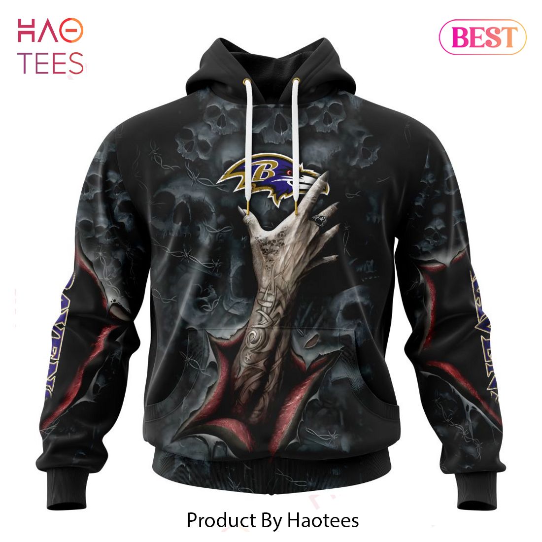 HOT NFL Baltimore Ravens Special Horror Skull Art Design Hoodie HOT NFL Baltimore Ravens Special Horror Skull Art Design Hoodie