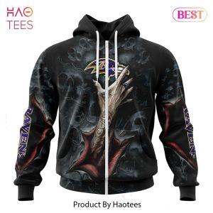 HOT NFL Baltimore Ravens Special Horror Skull Art Design Hoodie
