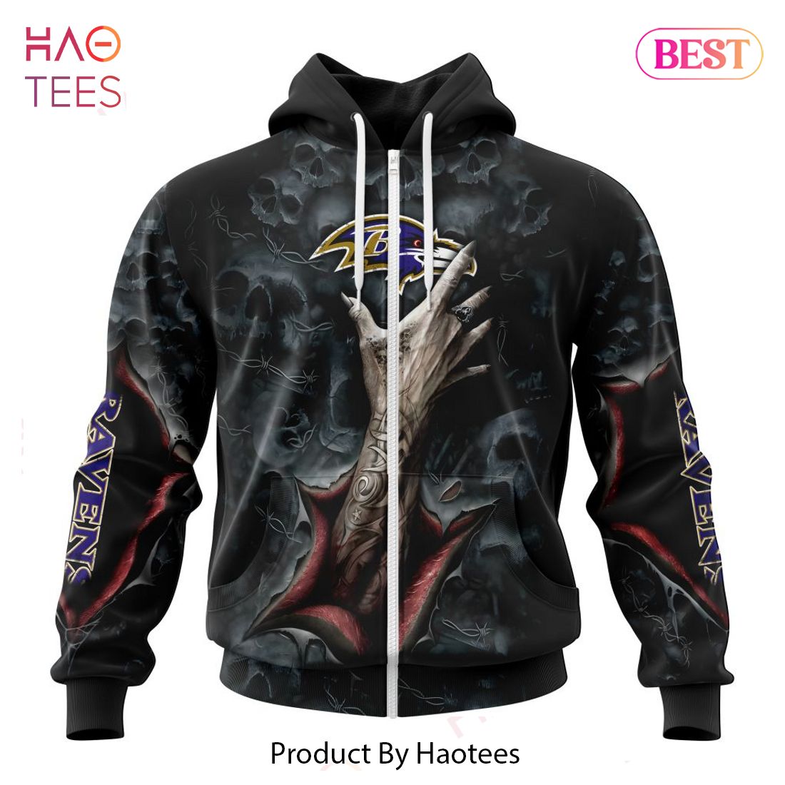 HOT NFL Baltimore Ravens Special Horror Skull Art Design Hoodie HOT NFL Baltimore Ravens Special Horror Skull Art Design Hoodie