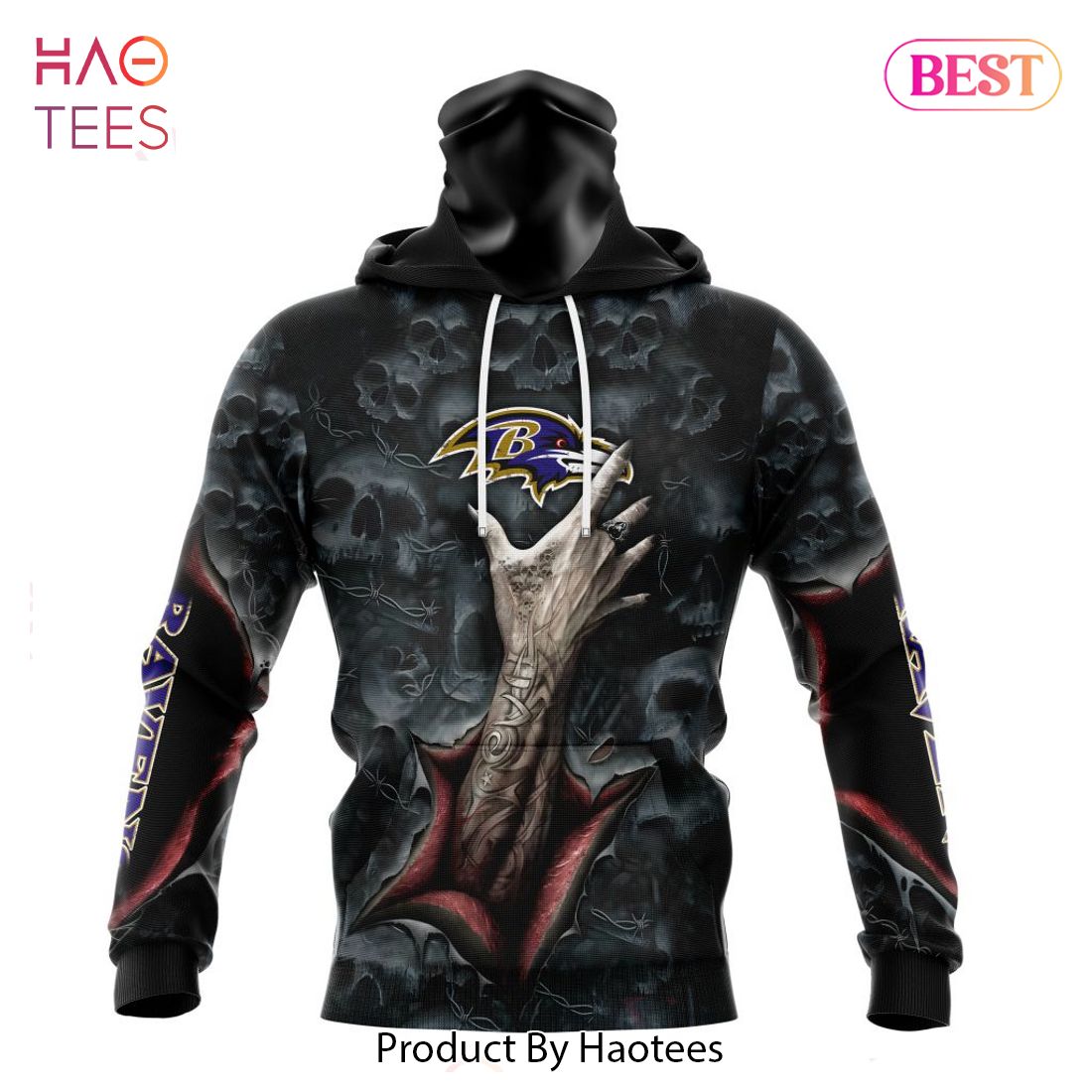 HOT NFL Baltimore Ravens Special Horror Skull Art Design Hoodie HOT NFL Baltimore Ravens Special Horror Skull Art Design Hoodie