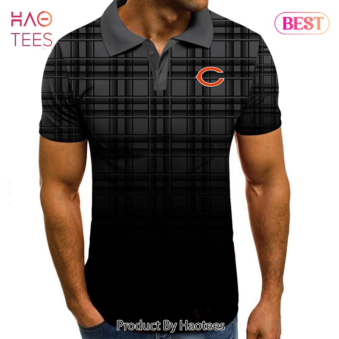 HOT NFL Chicago Bears Polo Tartan Gradient Polo Shirt HOT NFL Chicago Bears Polo Tartan Gradient Polo Shirt
