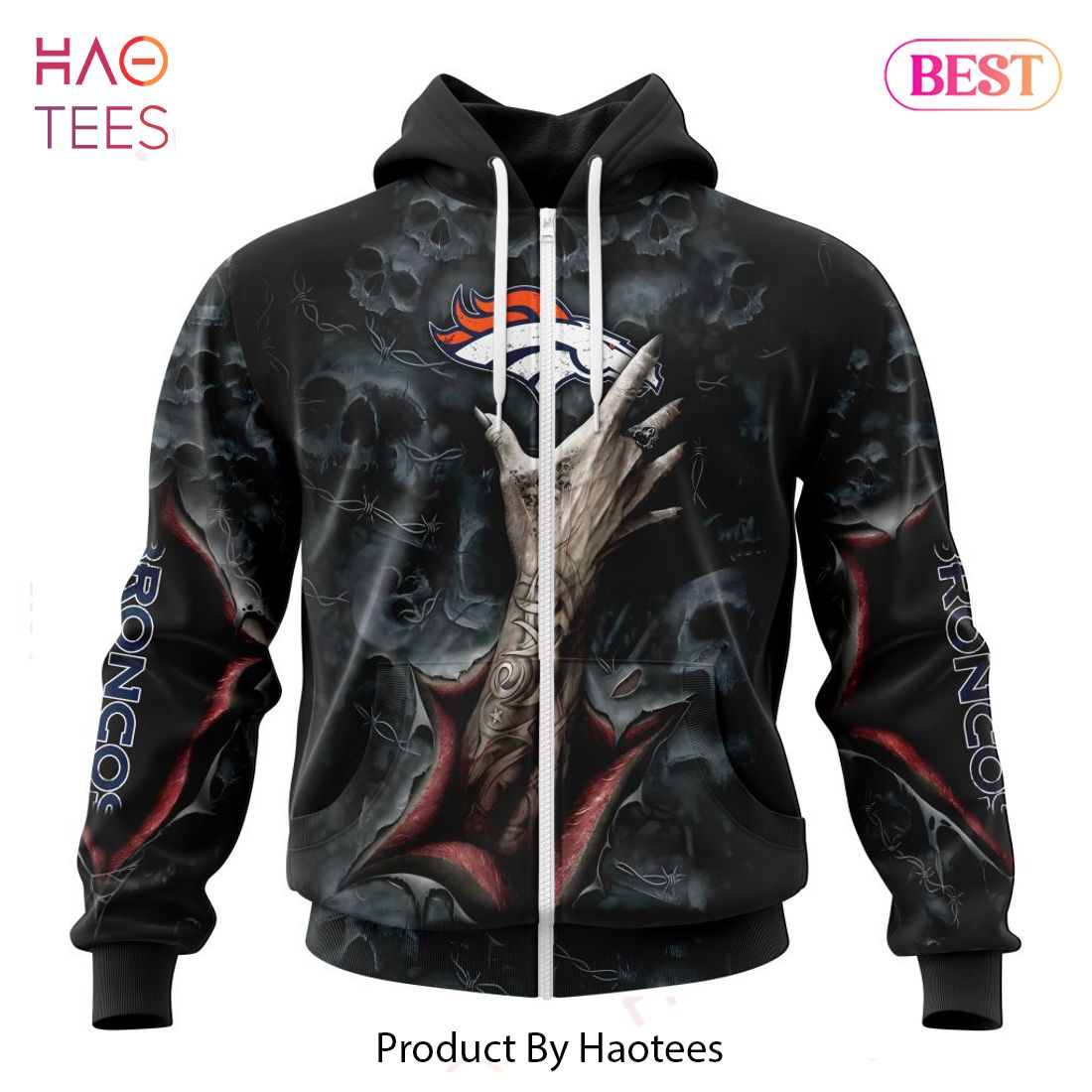 HOT NFL Denver Broncos Special Horror Skull Art Design Hoodie HOT NFL Denver Broncos Special Horror Skull Art Design Hoodie