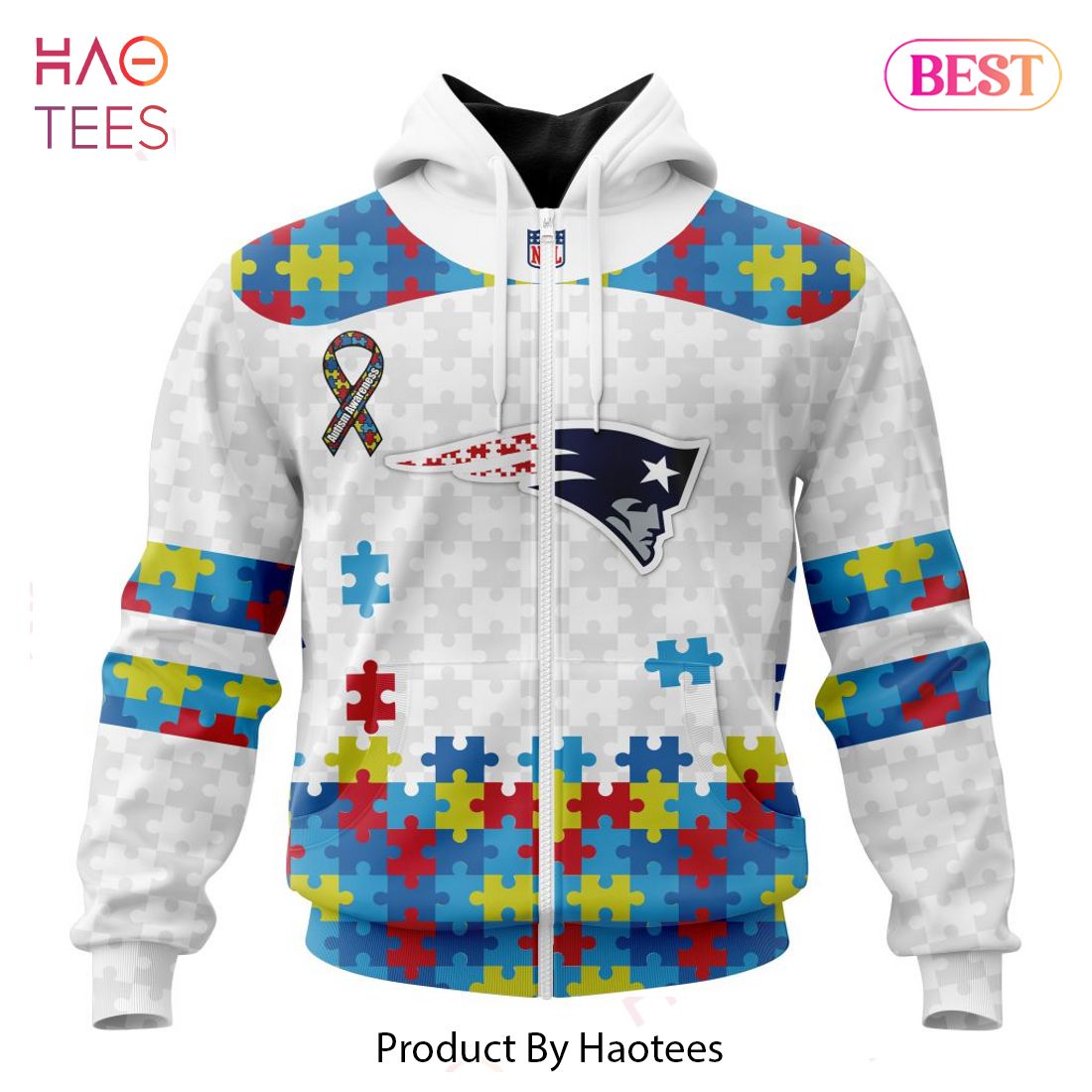 HOT NFL New England Patriots Special Autism Awareness Design Hoodie HOT NFL New England Patriots Special Autism Awareness Design Hoodie