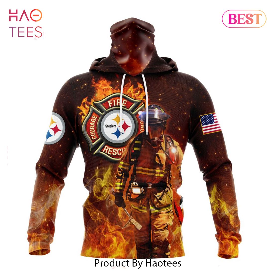 NFL Pittsburgh Steelers Logo Flame Pattern 3D Hoodie Pullover