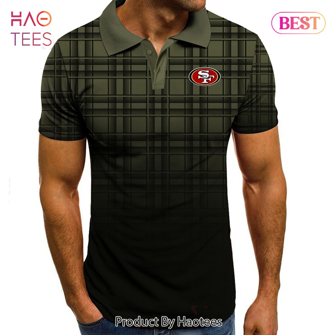 HOT NFL San Francisco 49ers Polo Tartan Gradient Polo Shirt