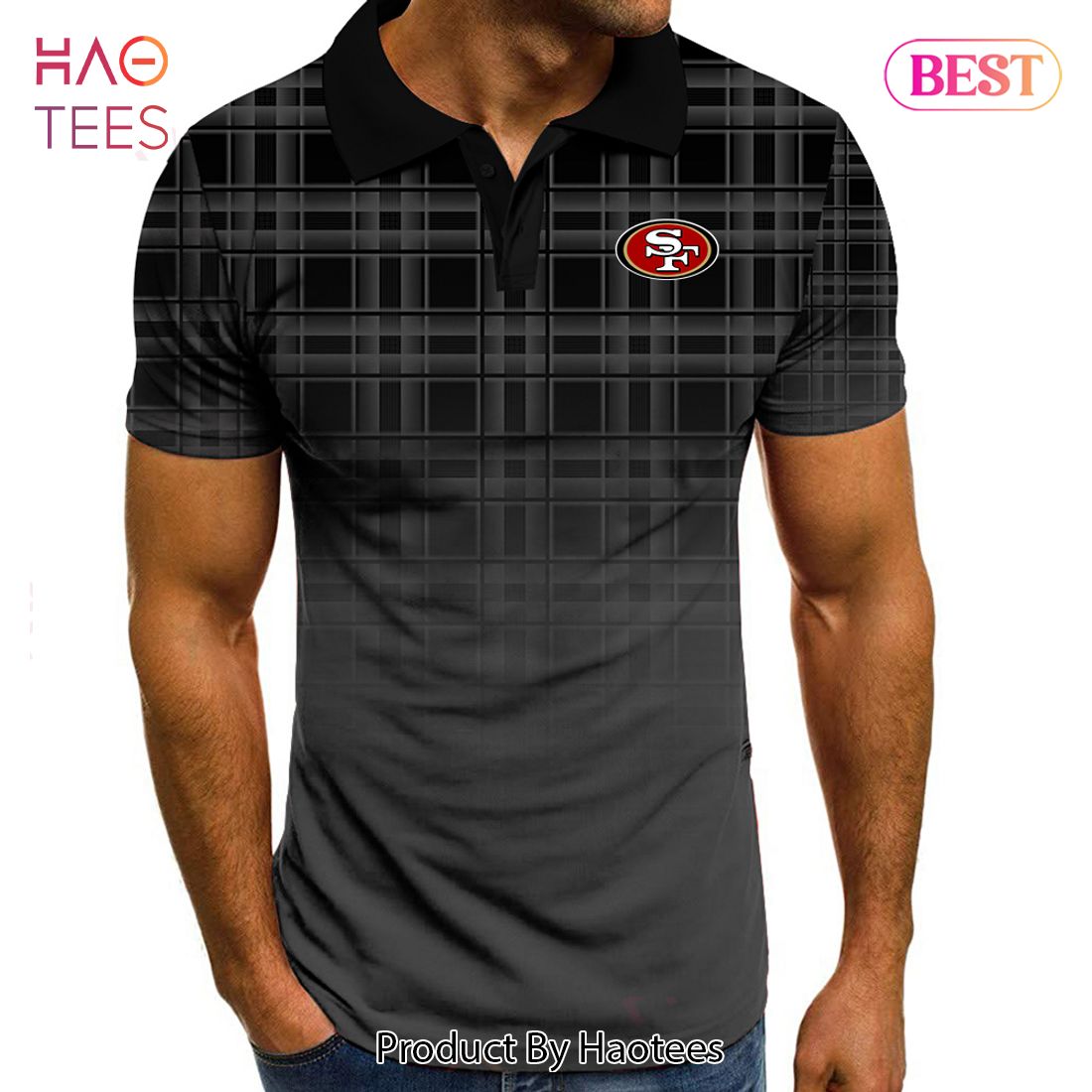 HOT NFL San Francisco 49ers Polo Tartan Gradient Polo Shirt HOT NFL San Francisco 49ers Polo Tartan Gradient Polo Shirt