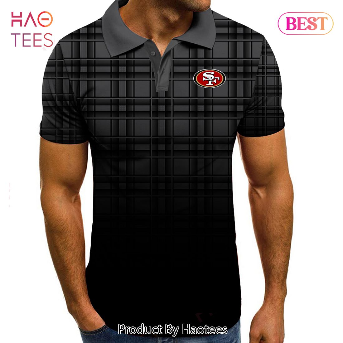 HOT NFL San Francisco 49ers Polo Tartan Gradient Polo Shirt HOT NFL San Francisco 49ers Polo Tartan Gradient Polo Shirt