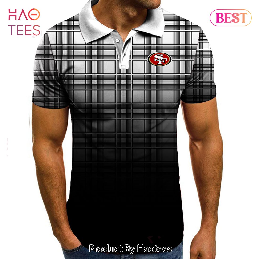 HOT NFL San Francisco 49ers Polo Tartan Gradient Polo Shirt HOT NFL San Francisco 49ers Polo Tartan Gradient Polo Shirt