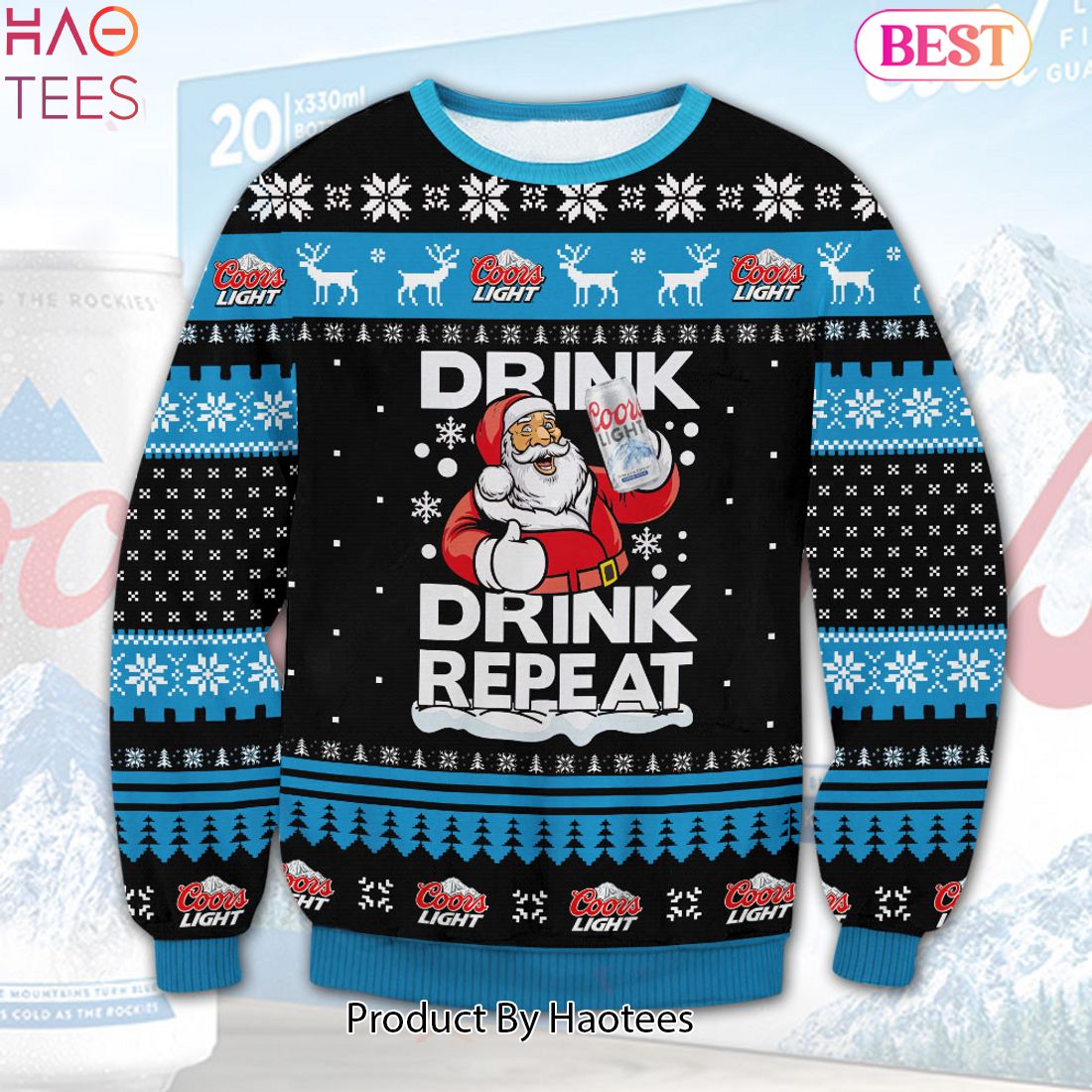 HOT TREND Coors Light Drink Repeat Ugly Sweater HOT TREND Coors Light Drink Repeat Ugly Sweater