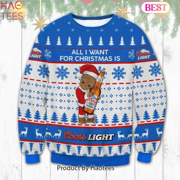HOT TREND Coors Light Groot Christmas Ugly Sweater