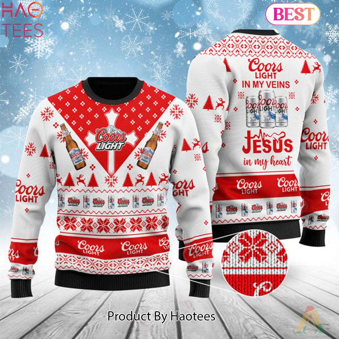 HOT TREND Coors Light In My Veins Jesus In My Heart Ugly Sweater