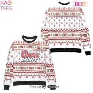HOT TREND Coors Light Reindeer & Pine Tree Pattern Ugly Christmas Sweater