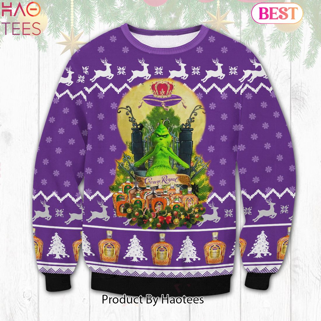 HOT TREND Crown Royal Grinch Violet Ugly Sweater HOT TREND Crown Royal Grinch Violet Ugly Sweater