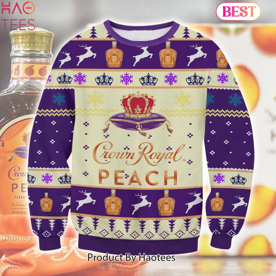 HOT TREND Crown Royal Peach Ugly Sweater HOT TREND Crown Royal Peach Ugly Sweater