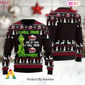 HOT TREND I Will Drink Coors Light Everywhere Christmas Ugly Sweater