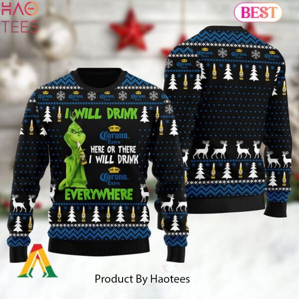 HOT TREND I Will Drink Corona Extra Everywhere Christmas Ugly Sweater