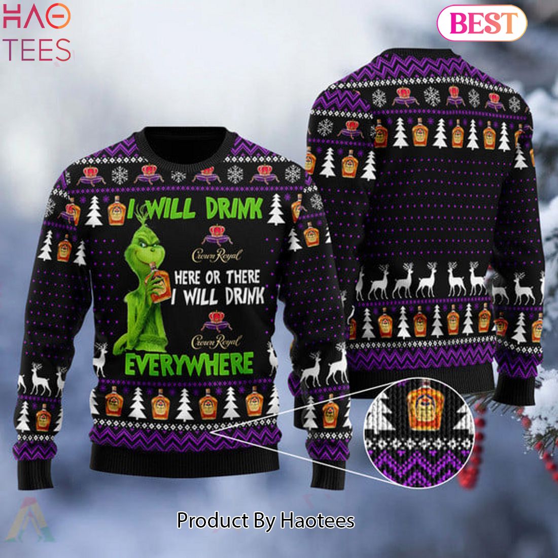 HOT TREND I Will Drink Crown Royal Everywhere Christmas Ugly Sweater HOT TREND I Will Drink Crown Royal Everywhere Christmas Ugly Sweater