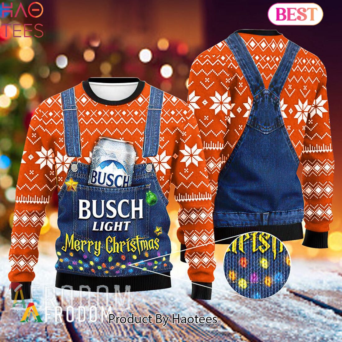 HOT TREND Merry Christmas Busch Light Orange Sweater