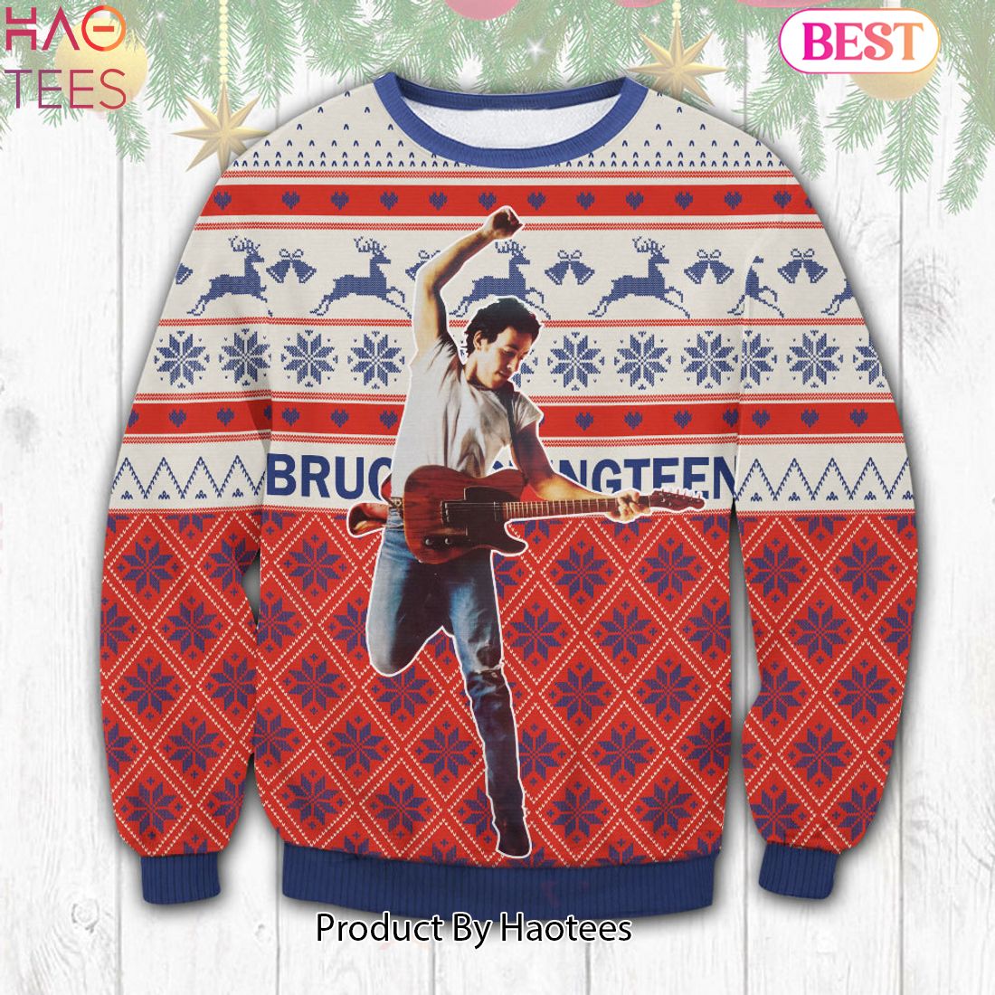 HOT TREND NEW Bruce Springteen White 3D Ugly Sweater