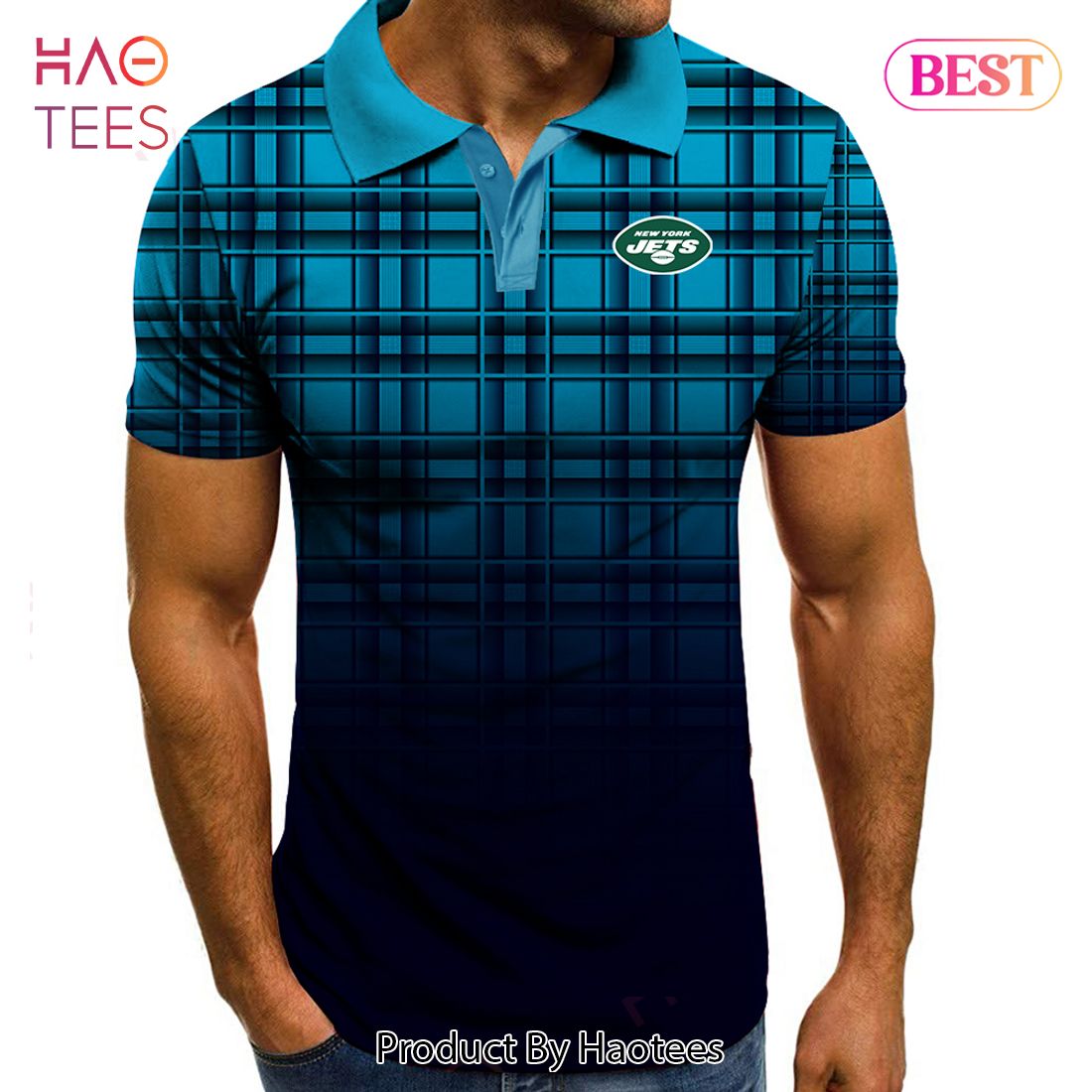 HOT TREND NFL New York Jets Polo Tartan Gradient Polo Shirt HOT TREND NFL New York Jets Polo Tartan Gradient Polo Shirt