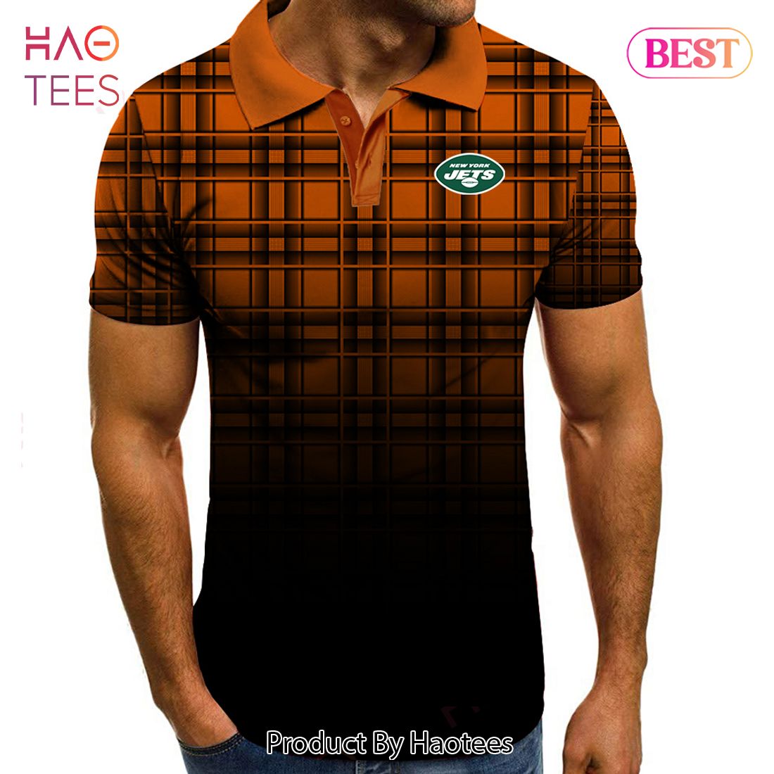 HOT TREND NFL New York Jets Polo Tartan Gradient Polo Shirt HOT TREND NFL New York Jets Polo Tartan Gradient Polo Shirt