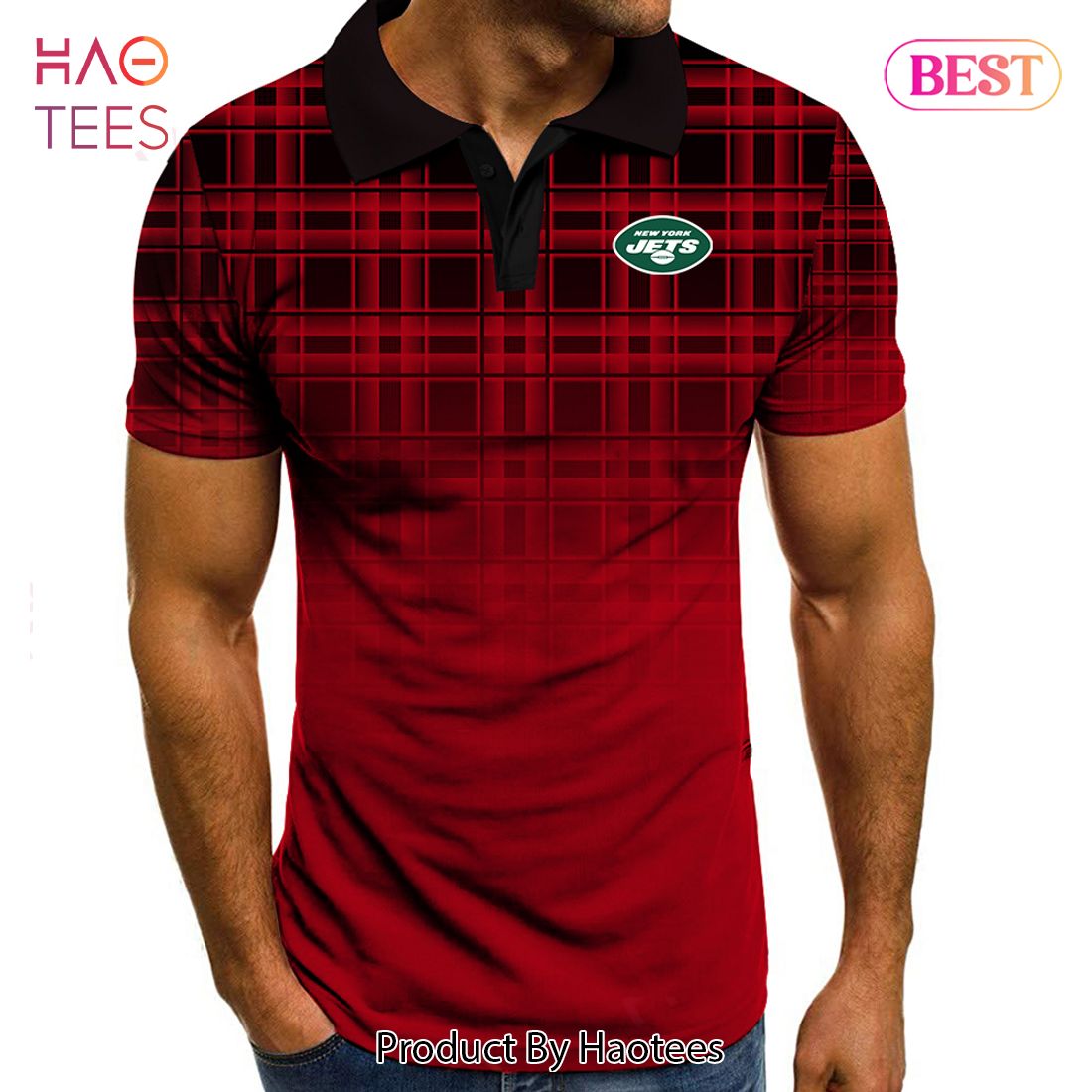 HOT TREND NFL New York Jets Polo Tartan Gradient Polo Shirt HOT TREND NFL New York Jets Polo Tartan Gradient Polo Shirt