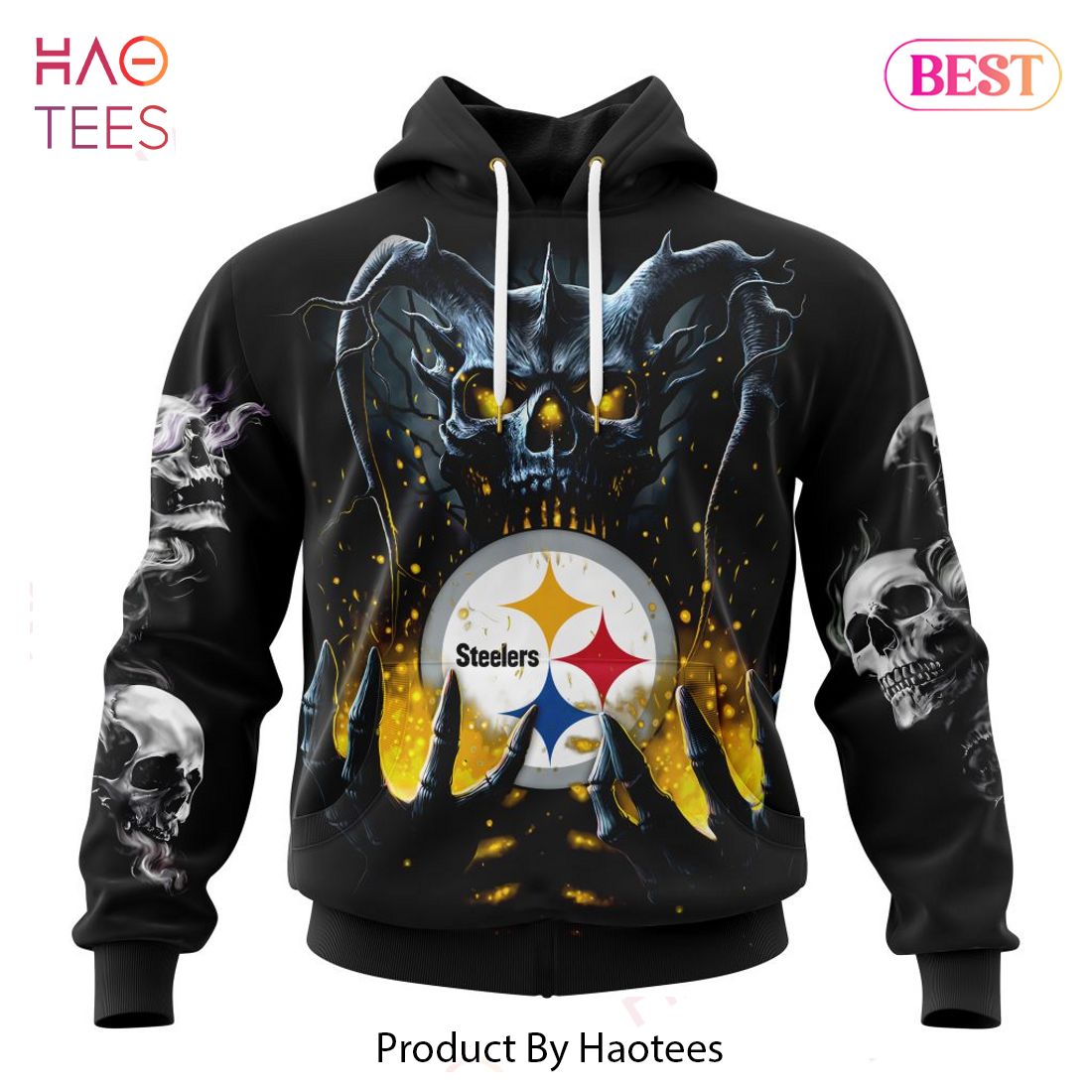 HOT TREND NFL Pittsburgh Steelers Special Skull Art Design Hoodie