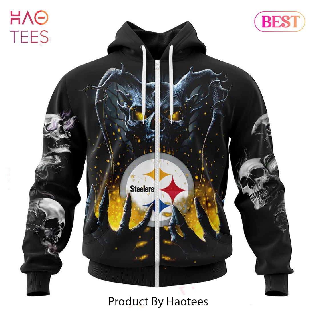 HOT TREND NFL Pittsburgh Steelers Special Skull Art Design Hoodie HOT TREND NFL Pittsburgh Steelers Special Skull Art Design Hoodie