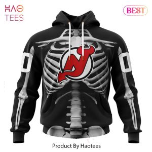 HOT TREND NHL New Jersey Devils Special Skeleton Costume For Halloween Jeysey