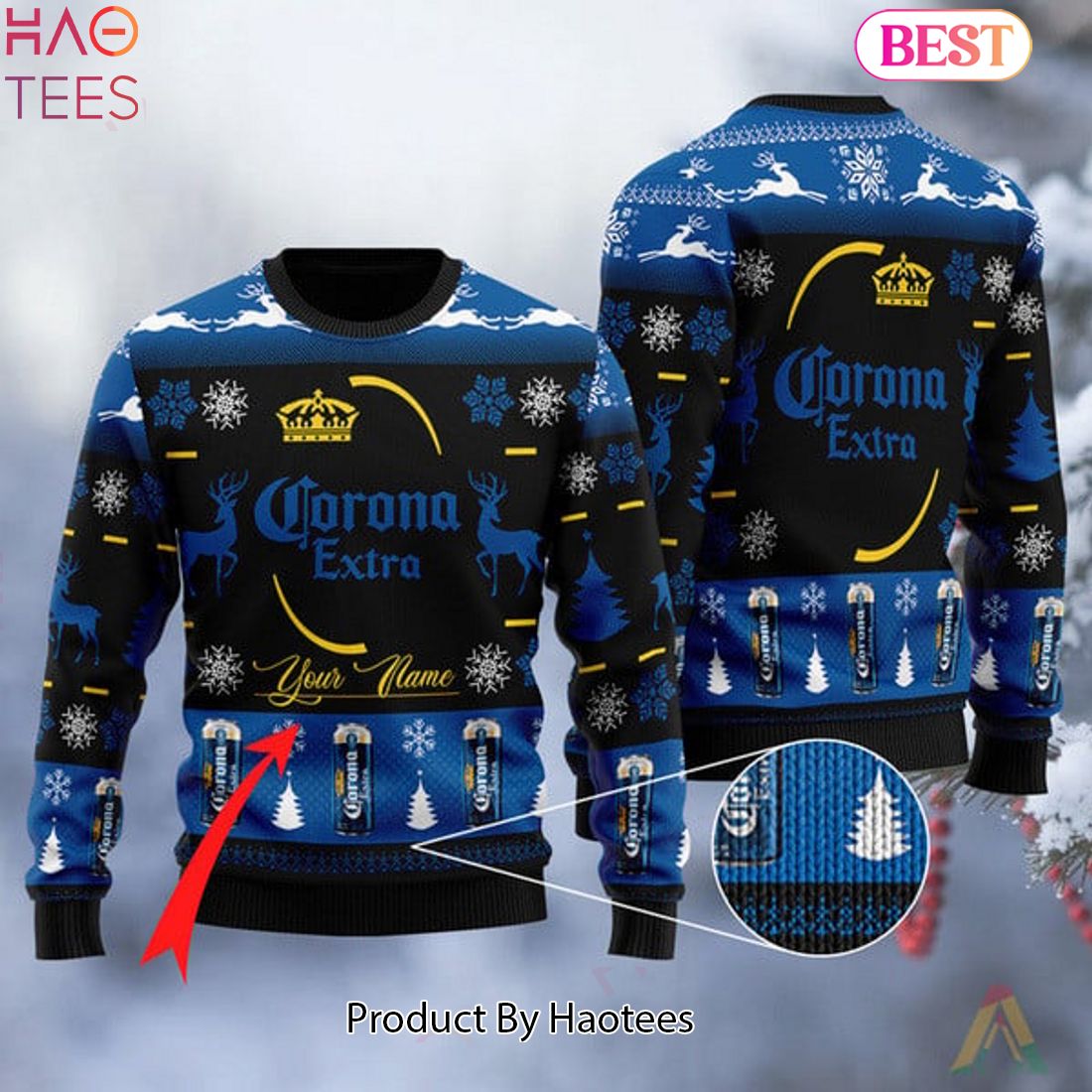HOT TREND Personalized Black Corona Extra Ugly Sweater HOT TREND Personalized Black Corona Extra Ugly Sweater