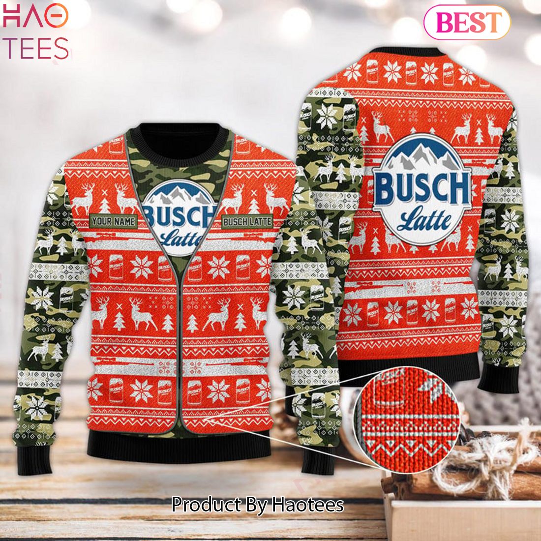 HOT TREND Personalized Busch Latte Camo Xmas Sweater