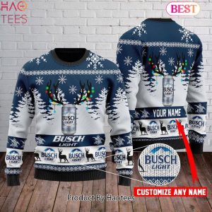 HOT TREND Personalized Busch Light Ugly Christmas Blue White Sweater