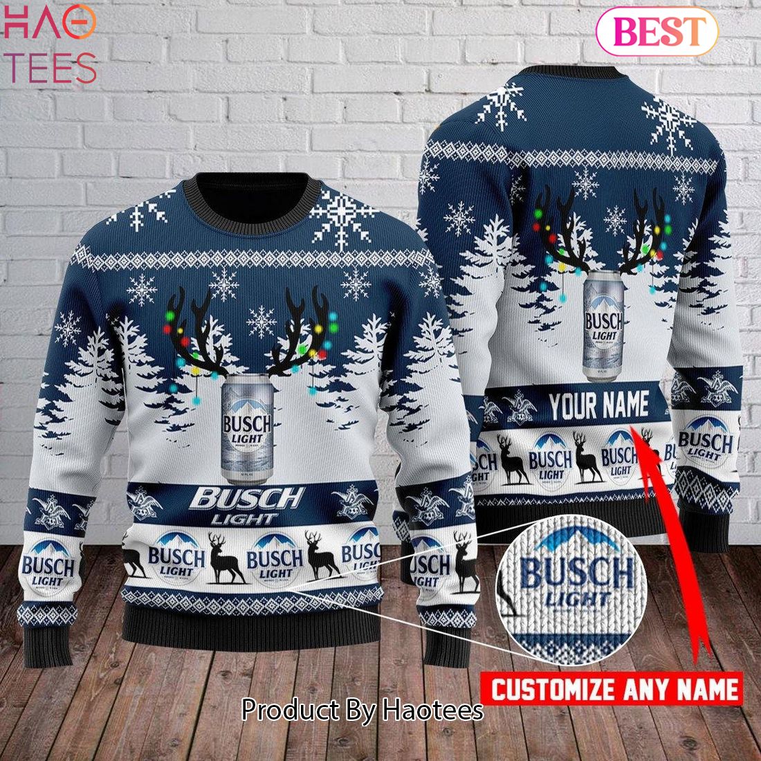 HOT TREND Personalized Busch Light Ugly Christmas Blue White Sweater