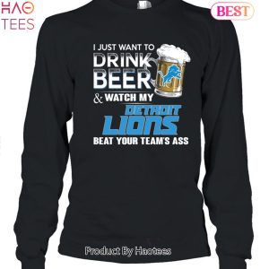 Detroit Lions This Team Makes Me Drink T-Shirts | Shirt Beer My NFL Jersey  Funny