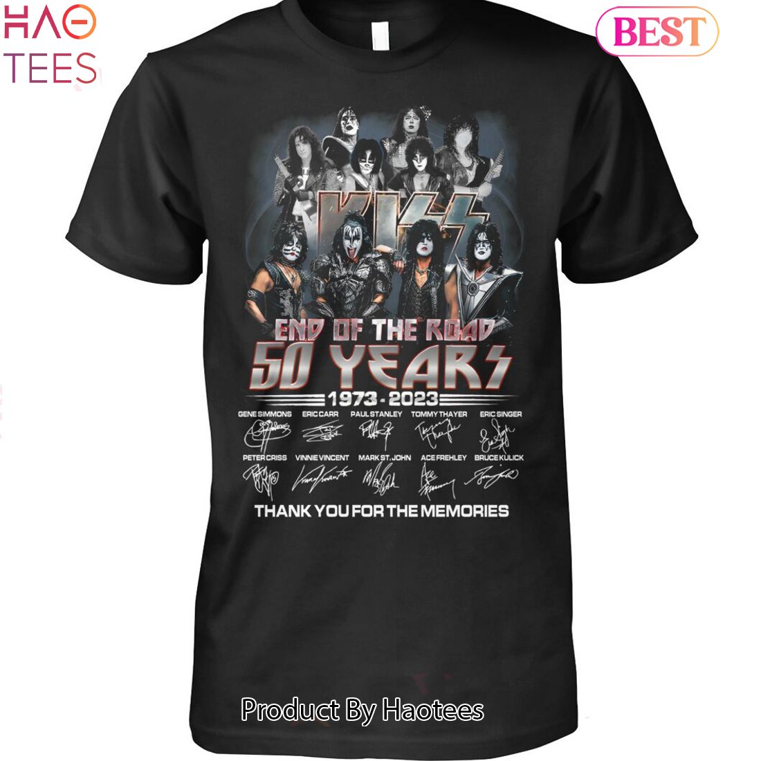 Kiss End Of The Road 50 Years 1973-2023 Thank You For The Memories Unisex T-Shirt
