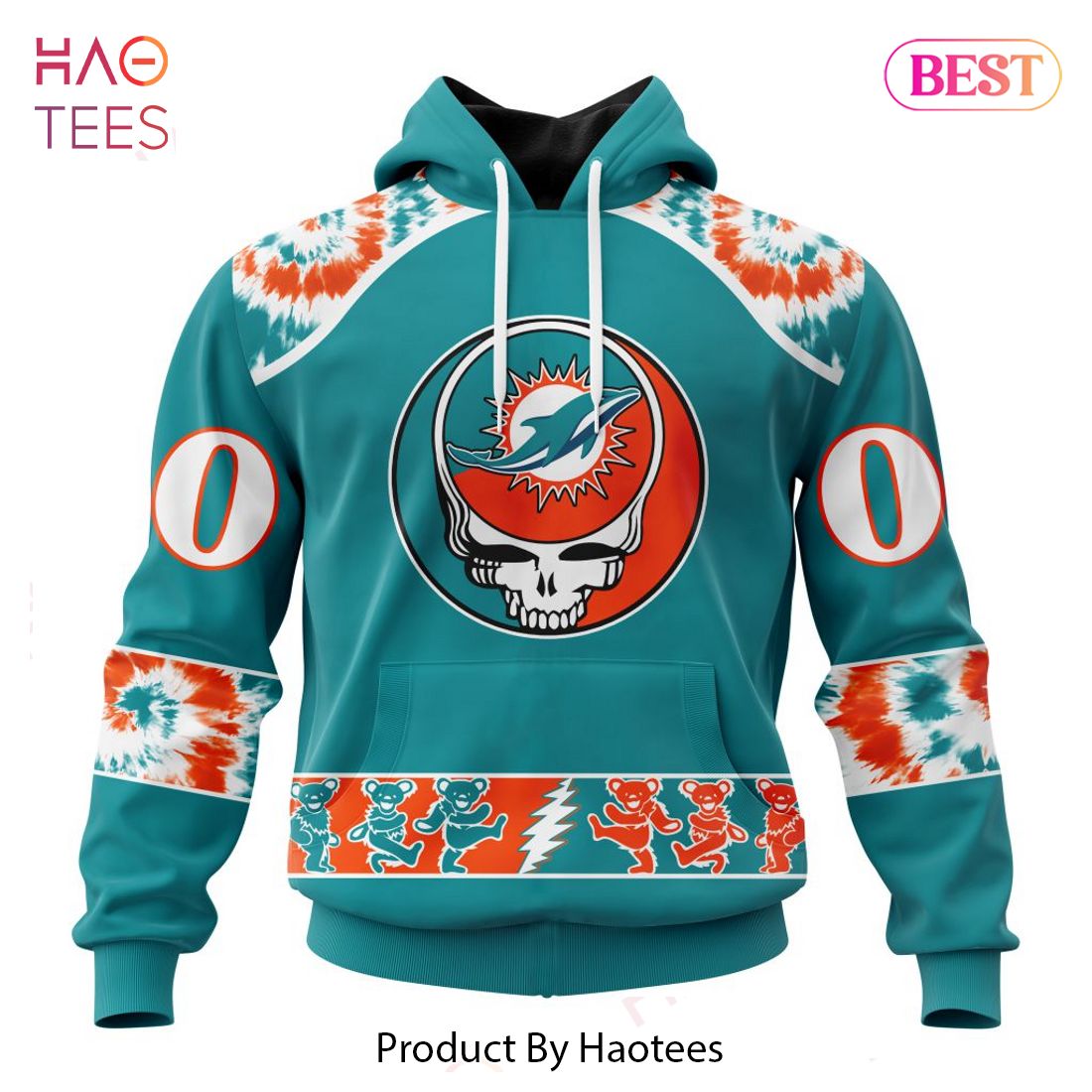 LIMITED Miami Dolphins Special Grateful Dead Design Hoodie