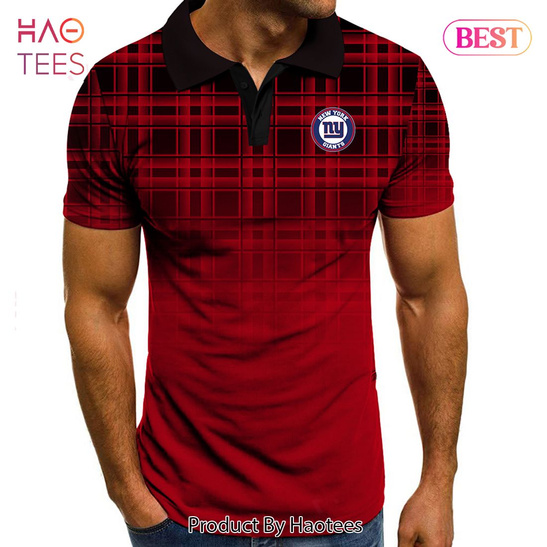 LIMITED NFL New York Giants Polo Tartan Gradient V2 Polo Shirt LIMITED NFL New York Giants Polo Tartan Gradient V2 Polo Shirt