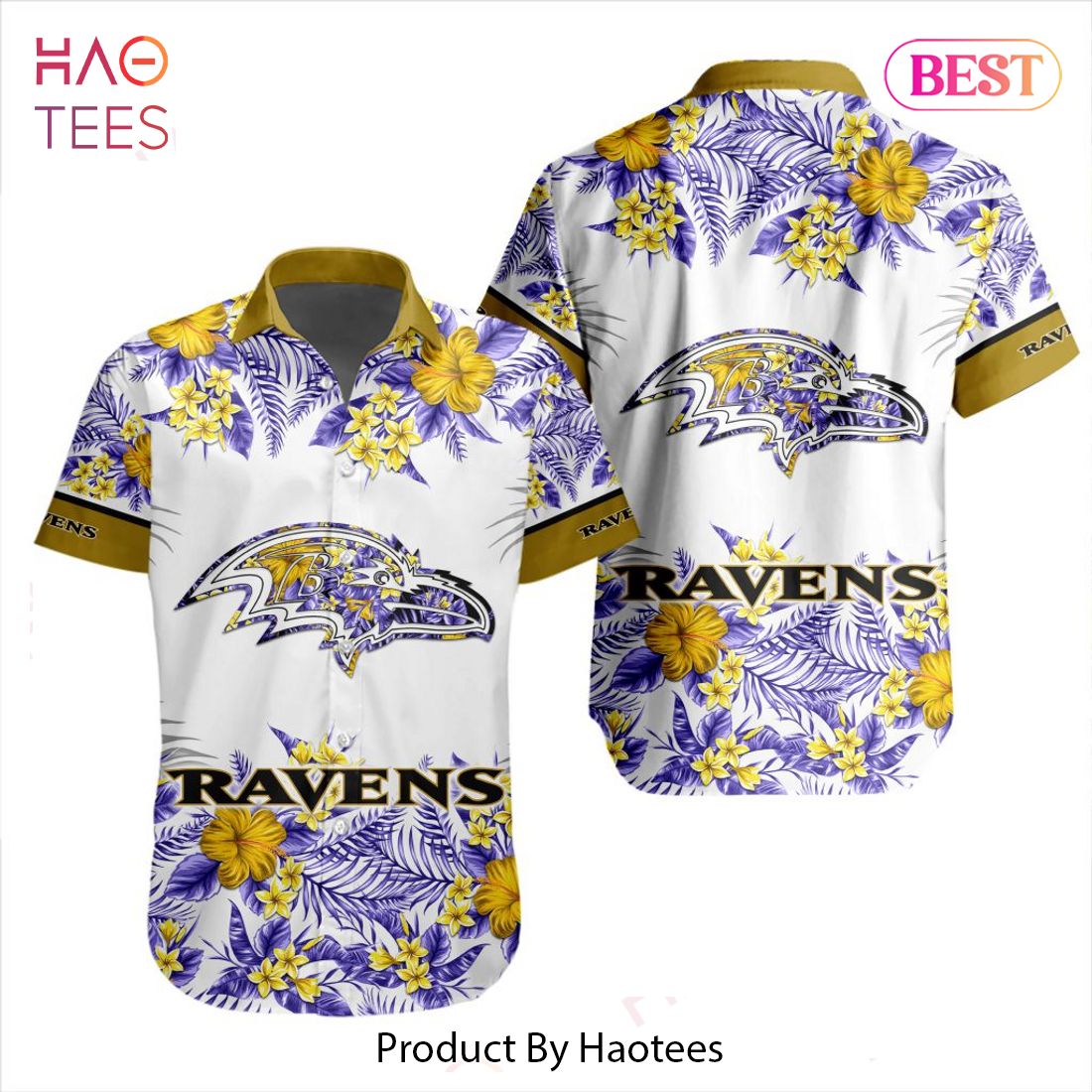 NEW NFL Baltimore Ravens Special Hawaiian Design Button Shirt Hoodie