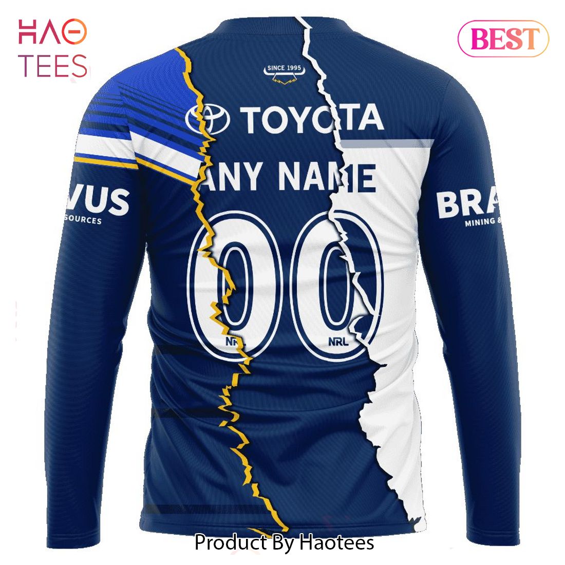 North Queensland Cowboys Custom Name & Number NRL Baseball Jersey