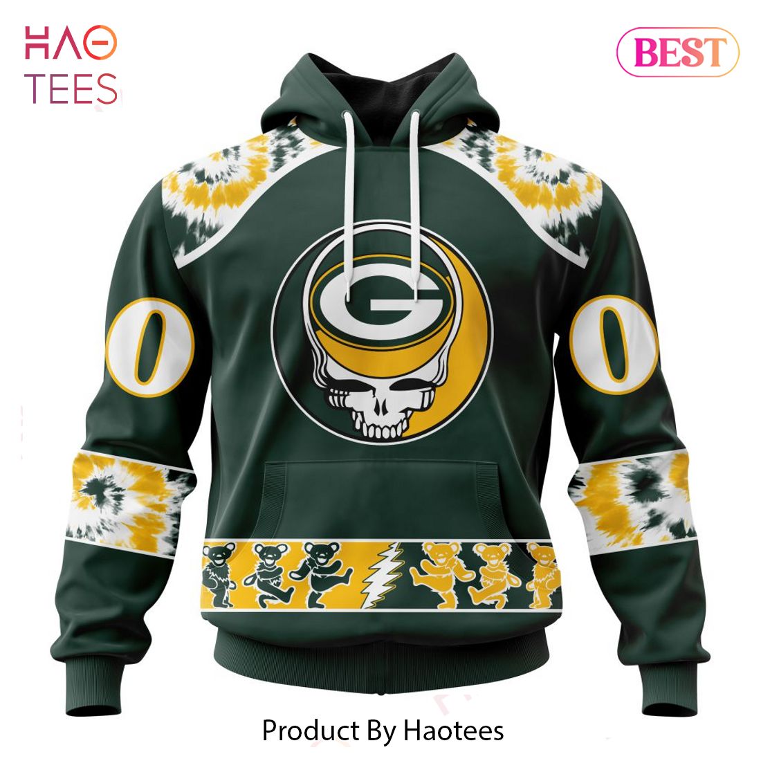 NEW Green Bay Packers Special Grateful Dead Design Hoodie