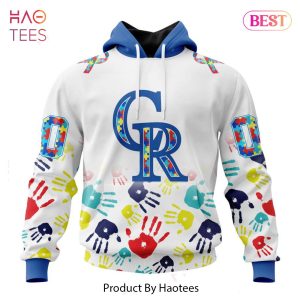 NEW MLB Colorado Rockies Special Autism Awareness Design Hoodie