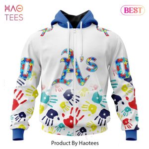 NEW MLB Oakland Athletics Special Autism Awareness Design Hoodie