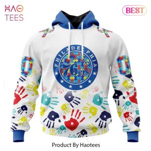 NEW NBA Philadelphia 76ers Special Autism Awareness Design ST2303 Hoodie