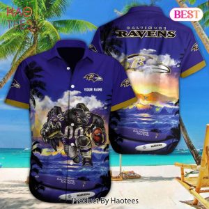 NEW NFL Baltimore Ravens Special Hawaiian Design Button Shirt Hoodie