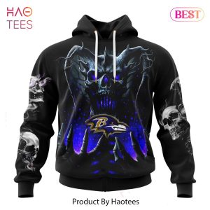 NEW NFL Baltimore Ravens Special Skull Art Design Hoodie