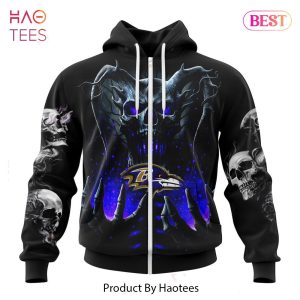 NEW NFL Baltimore Ravens Special Skull Art Design Hoodie