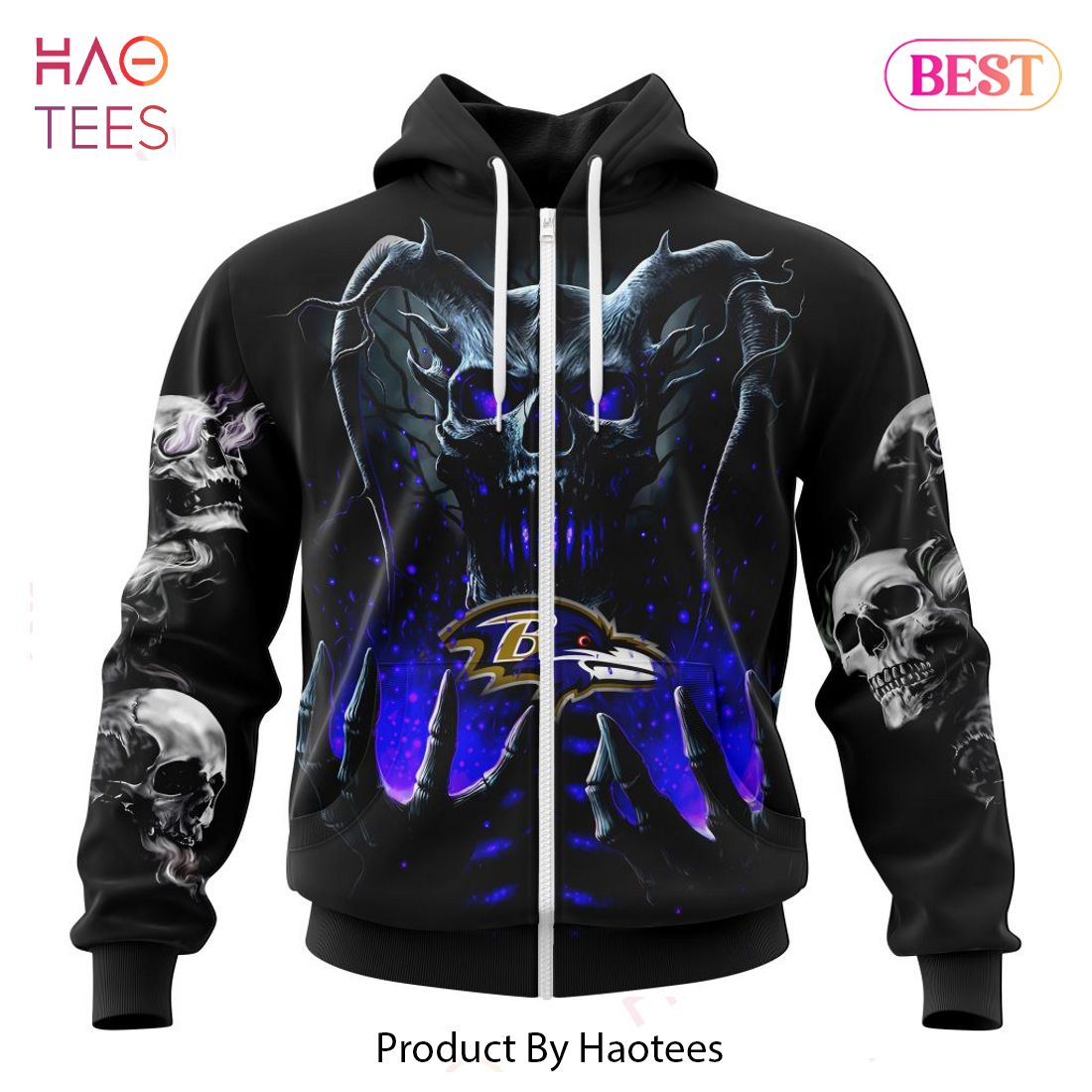 NEW NFL Baltimore Ravens Special Skull Art Design Hoodie NEW NFL Baltimore Ravens Special Skull Art Design Hoodie