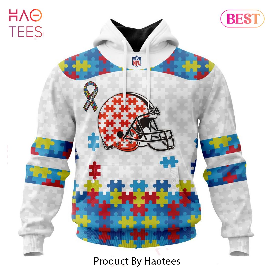 NEW NFL Cleveland Browns Special Autism Awareness Design Hoodie NEW NFL Cleveland Browns Special Autism Awareness Design Hoodie